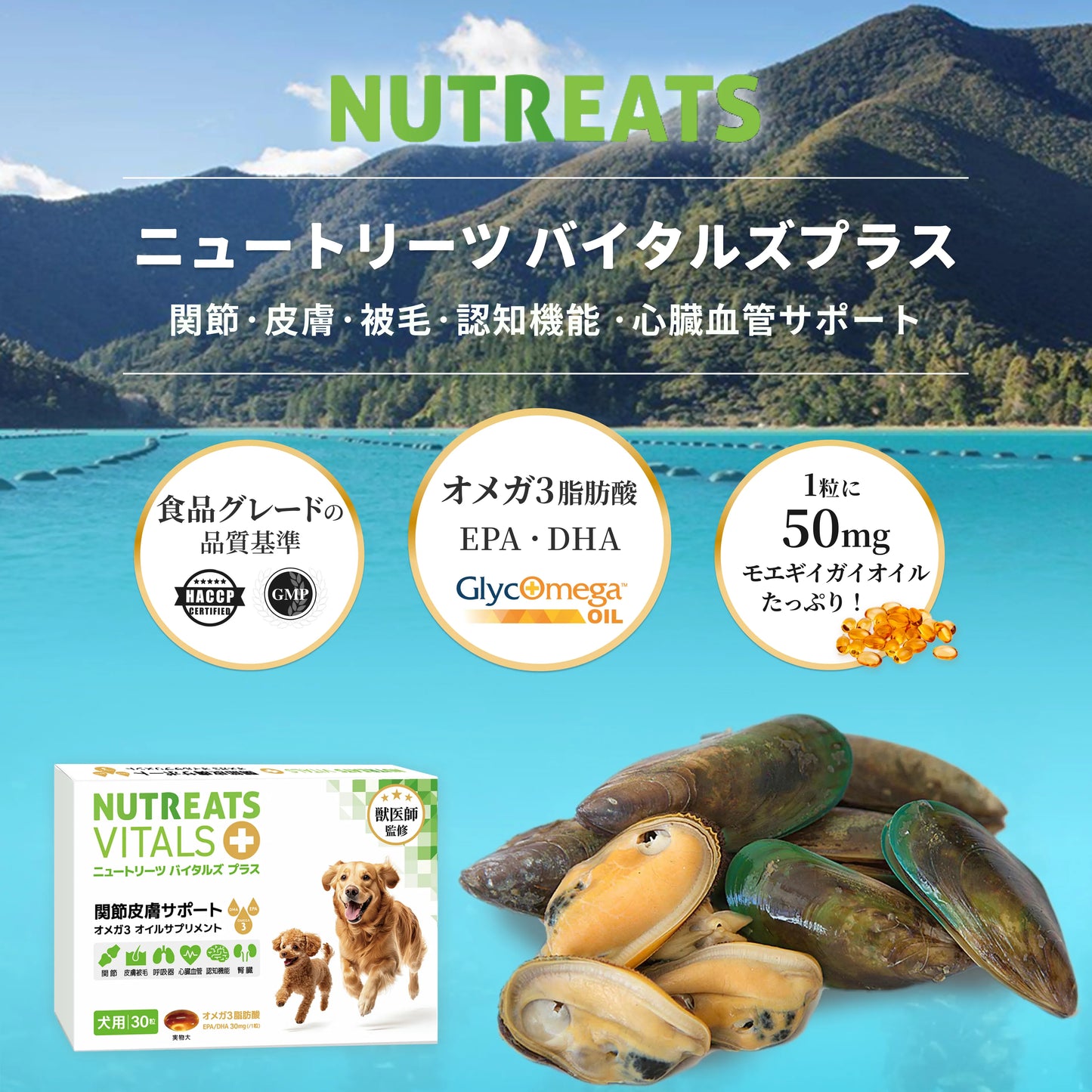 ニュートリーツ バイタルズプラス 犬用 オメガ3 関節皮膚サポート サプリメント