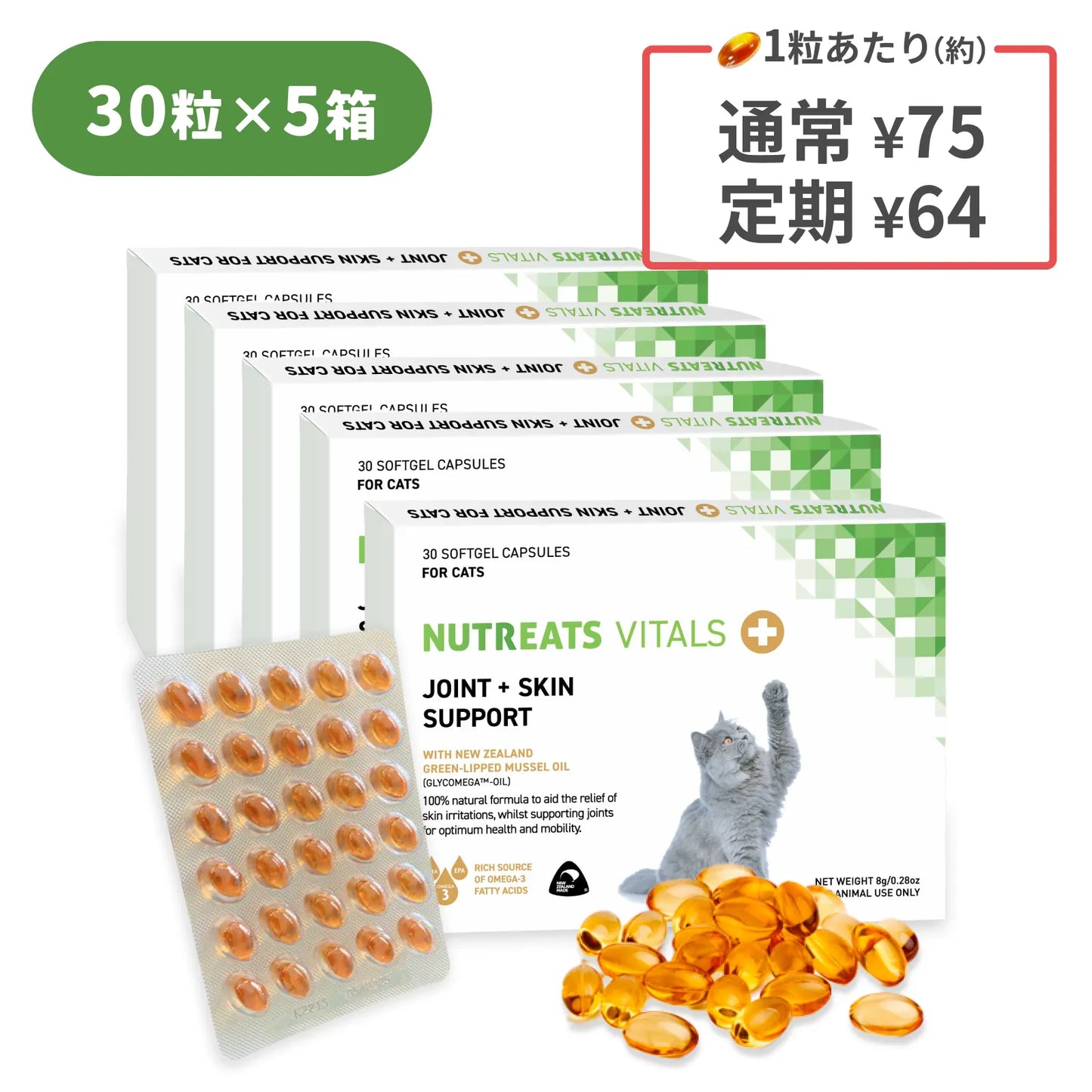 猫用オメガ3サプリメント 関節皮膚サポート
