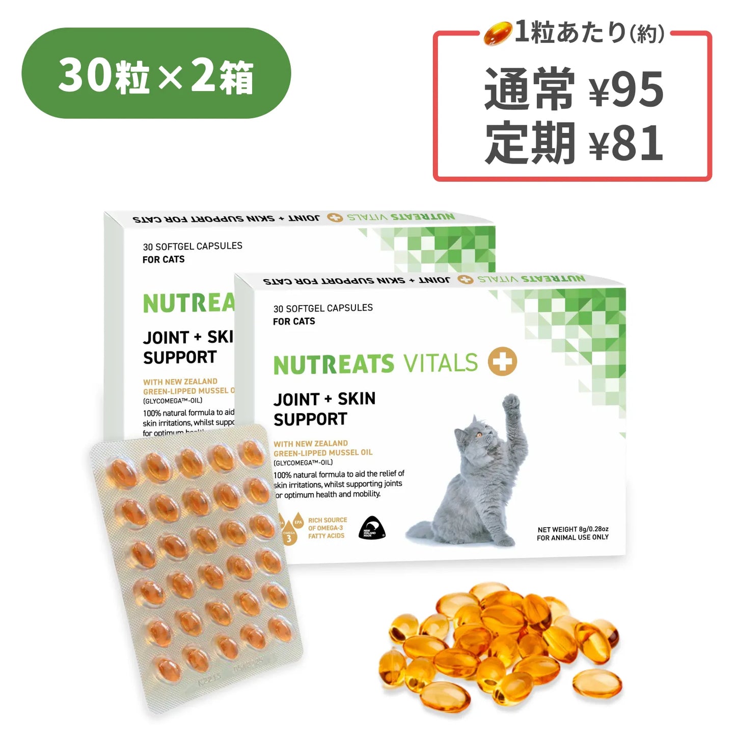 猫用オメガ3サプリメント 関節皮膚サポート