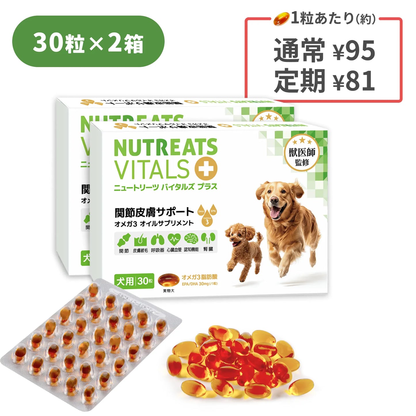 ニュートリーツ バイタルズプラス 犬用 オメガ3 関節皮膚サポート サプリメント