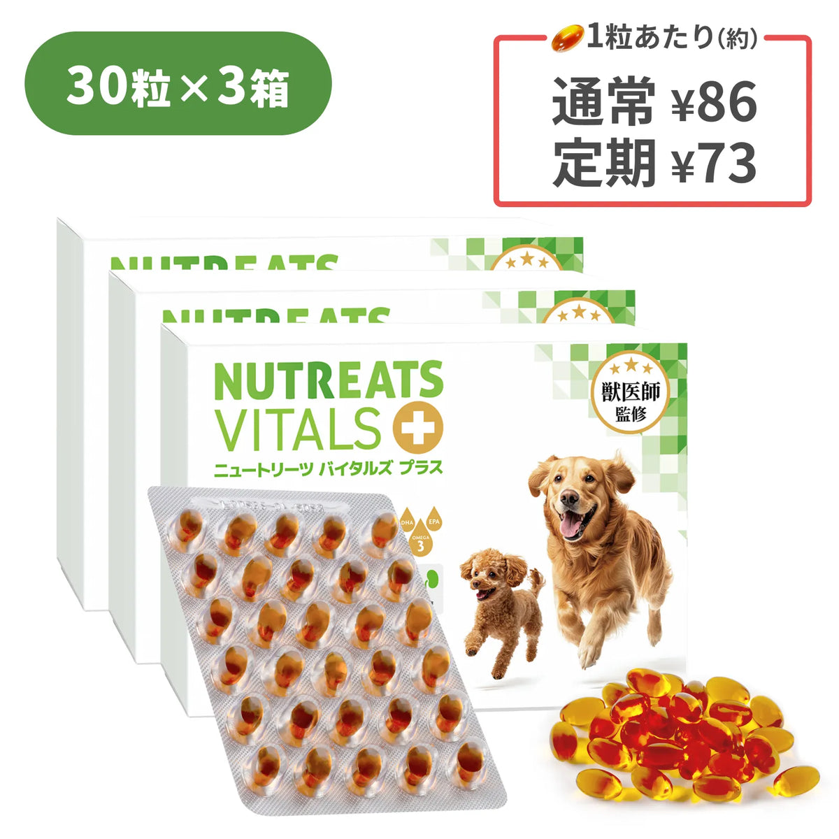 ニュートリーツ バイタルズプラス 犬用 オメガ3 サプリメント関節皮膚の健康維持に