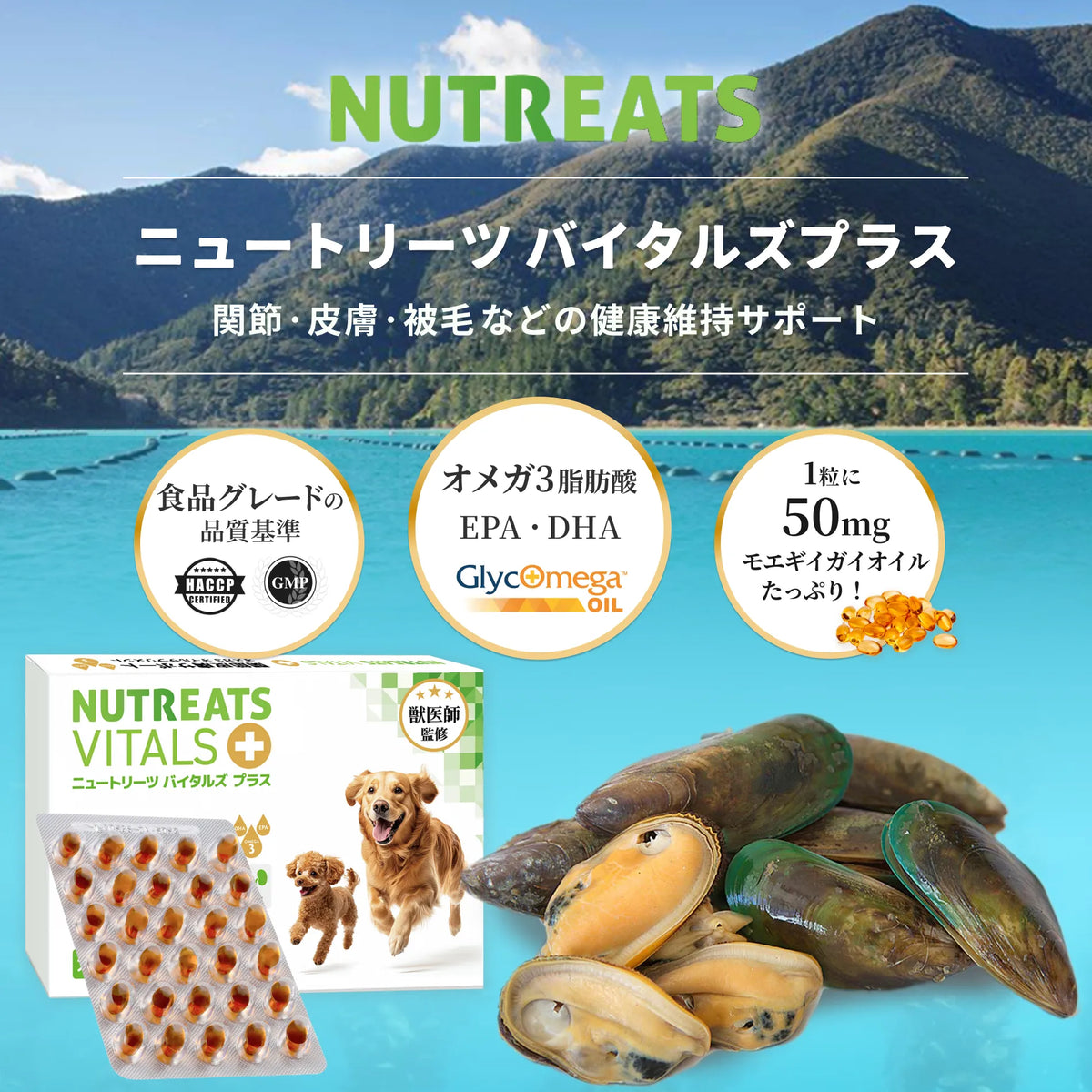 【表示価格より30%OFF ※初回限定】ニュートリーツ バイタルズプラス 犬用 オメガ3 関節・皮膚の健康維持に 45日お試しパック